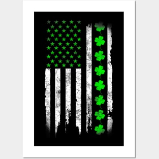 Irish US American Flag With  For St Patricks Day Posters and Art